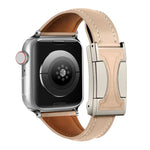 Bracelete em Pele Genuína Lisa com Fivela Magnética Pequena para Cintura, Para Apple Watch 46mm / 49mm / 45mm / 44mm, Para Apple Watch 42mm / 41mm / 40mm / 38mm