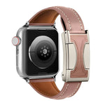 Bracelete em Pele Genuína Lisa com Fivela Magnética Pequena para Cintura, Para Apple Watch 46mm / 49mm / 45mm / 44mm, Para Apple Watch 42mm / 41mm / 40mm / 38mm