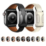 Bracelete em Pele Genuína Lisa com Fivela Magnética Pequena para Cintura, Para Apple Watch 46mm / 49mm / 45mm / 44mm, Para Apple Watch 42mm / 41mm / 40mm / 38mm