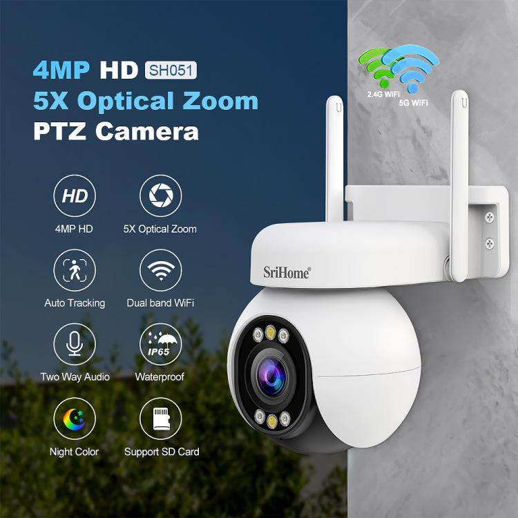 Câmara PTZ HD com Zoom Óptico 5X 4MP Srihome SH051, SH051