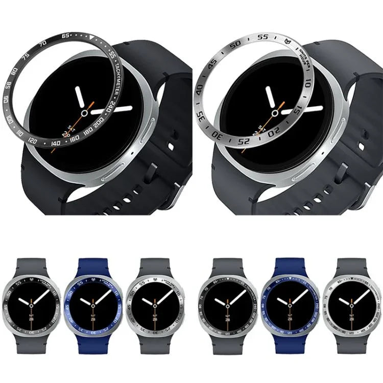 Anel de moldura metálica protetor para relógio inteligente, Estilo: Estilo E, Para Samsung Galaxy Watch8 Classic 46mm, Para Samsung Galaxy Watch8 44mm, Para Samsung Galaxy Watch8 40mm