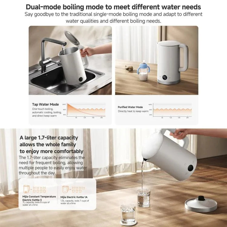 Chaleira Elétrica de Temperatura Constante Original Xiaomi Mijia 1.7L 1800W 3, Plug CN