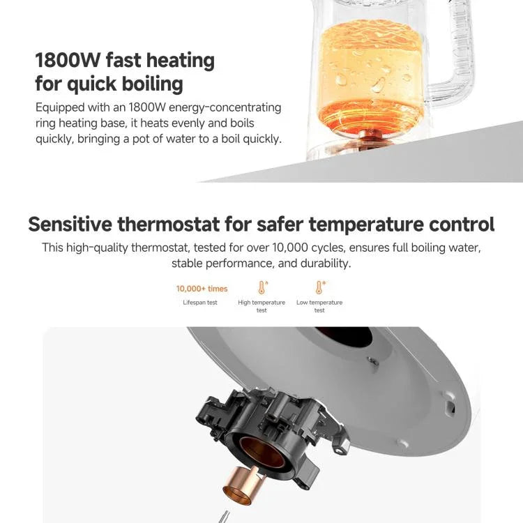Chaleira Elétrica de Temperatura Constante Original Xiaomi Mijia 1.7L 1800W 3, Plug CN