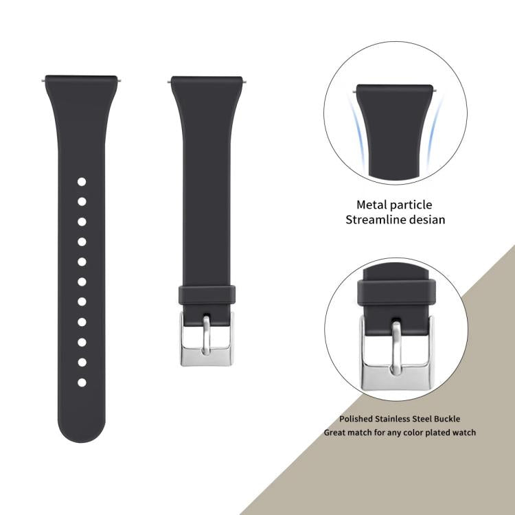 For Fitbit Versa 2 / Versa / Versa Lite xDfind Silver Buckle Slim Solid Color Silicone Watch Band, S, L