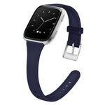 For Fitbit Versa 2 / Versa / Versa Lite xDfind Silver Buckle Slim Solid Color Silicone Watch Band, S, L