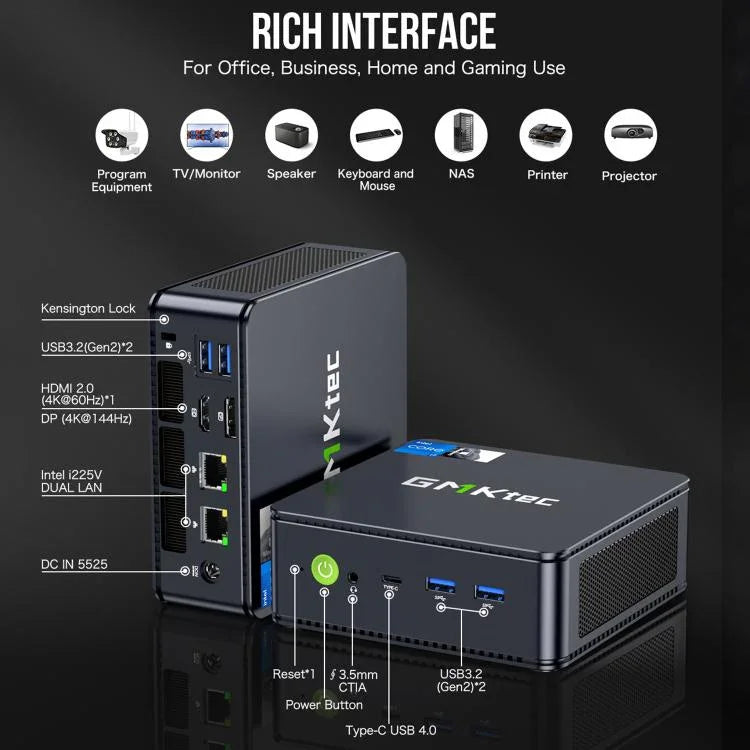 GMKtec NucBox K7 PLUS Mini PC, Intel Core i7 13620H de 13ª Geração, Windows 11 Pro, WiFi, BT, HDTV, DisplayPort, 16GB RAM + 512GB SSD, 32GB RAM + 1TB SSD