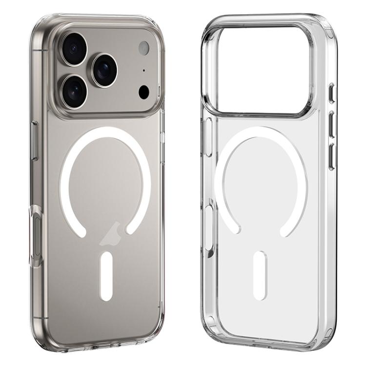 Capa híbrida para telemóvel em PC transparente com botões metálicos ZGA Magsafe, Para iPhone 17 Pro Max, Para iPhone 17 Pro, Para iPhone 17