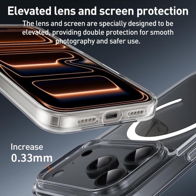 Capa híbrida para telemóvel em PC transparente com botões metálicos ZGA Magsafe, Para iPhone 17 Pro Max, Para iPhone 17 Pro, Para iPhone 17