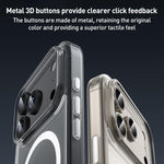 Capa híbrida para telemóvel em PC transparente com botões metálicos ZGA Magsafe, Para iPhone 17 Pro Max, Para iPhone 17 Pro, Para iPhone 17