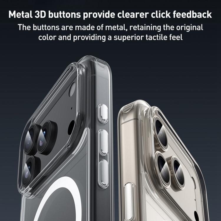 Capa híbrida para telemóvel em PC transparente com botões metálicos ZGA Magsafe, Para iPhone 17 Pro Max, Para iPhone 17 Pro, Para iPhone 17