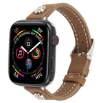 Pulseira de Relógio em Pele Microfibra com Textura Camélia e Rebites, para Apple Watch 46mm / 49mm / 45mm / 44mm, para Apple Watch 42mm / 41mm / 40mm / 38mm