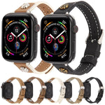Pulseira de Relógio em Pele Microfibra com Textura Camélia e Rebites, para Apple Watch 46mm / 49mm / 45mm / 44mm, para Apple Watch 42mm / 41mm / 40mm / 38mm