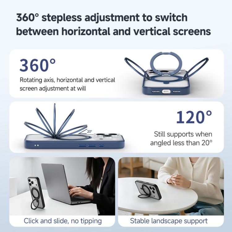Capa híbrida para telemóvel em PC com suporte rotativo 360 Feitian ZGA Magsafe, Para iPhone 17 Pro, Para iPhone 17 Pro Max