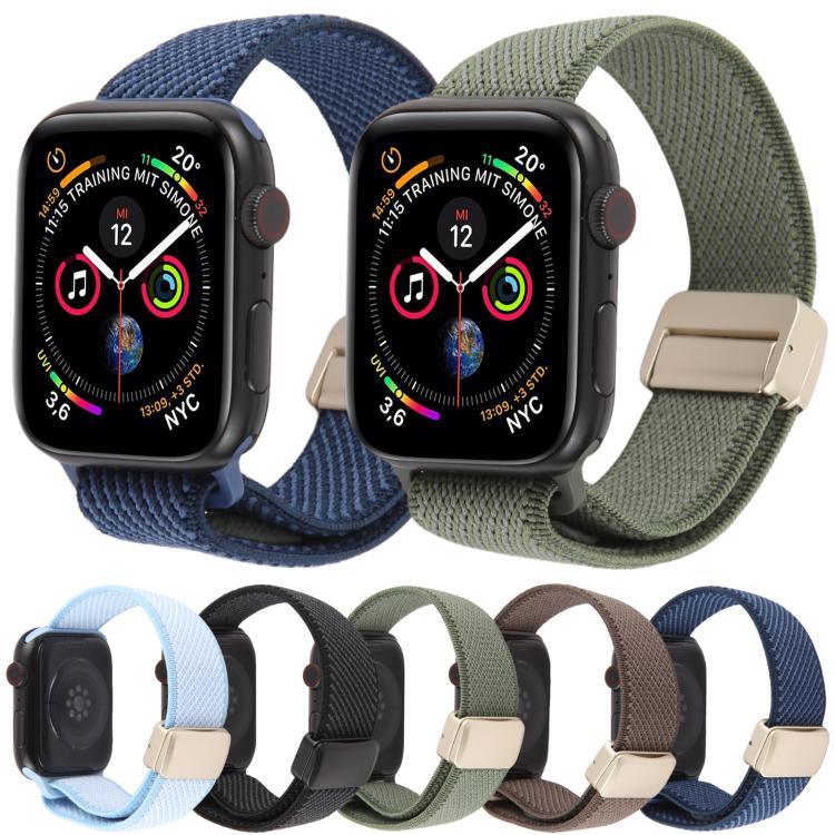 Pulseira de Relógio em Nylon Elástico Bicolor com Fecho Magnético em Sarja, para Apple Watch 46mm / 49mm / 45mm / 44mm, para Apple Watch 42mm / 41mm / 40mm / 38mm