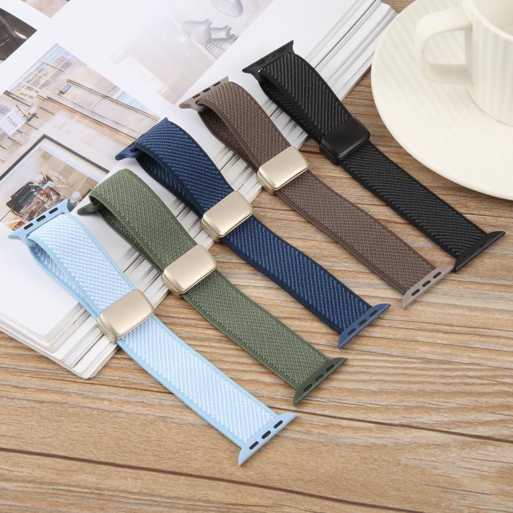 Pulseira de Relógio em Nylon Elástico Bicolor com Fecho Magnético em Sarja, para Apple Watch 46mm / 49mm / 45mm / 44mm, para Apple Watch 42mm / 41mm / 40mm / 38mm