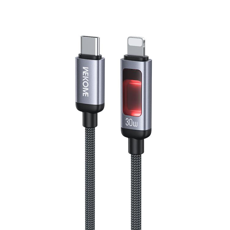 WK WDC-109 30W Cabo de Dados para Carregamento Rápido Tipo-C para 8 Pinos com Ecrã Digital Inteligente, Comprimento: 1,2m, WDC-109
