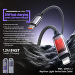 WK WDC-109 30W Cabo de Dados para Carregamento Rápido Tipo-C para 8 Pinos com Ecrã Digital Inteligente, Comprimento: 1,2m, WDC-109