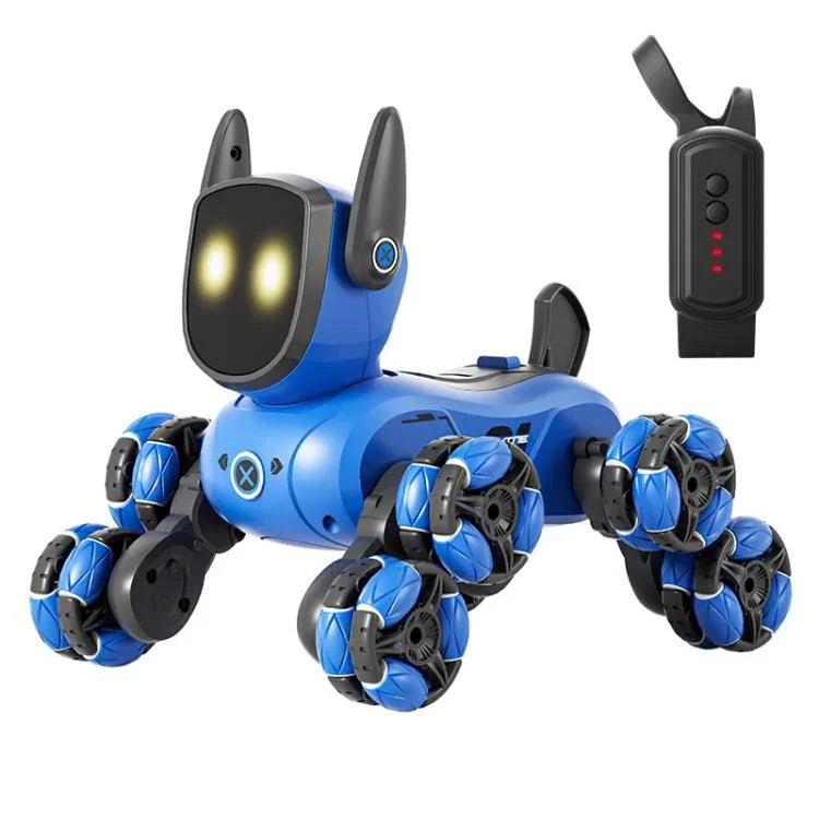 JJR/C Q200 Cão Robô de Controlo Remoto Multifuncional Pequeno com Oito Rodas e Relógio RC