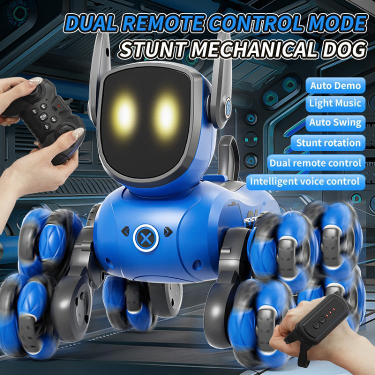 JJR/C Q200 Cão Robô de Controlo Remoto Multifuncional Pequeno com Oito Rodas e Relógio RC