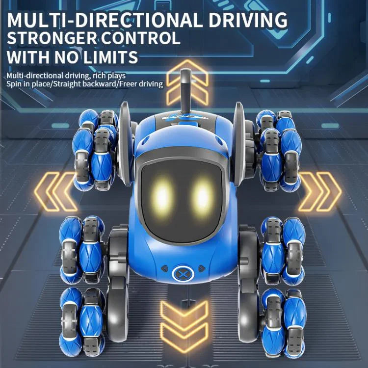 JJR/C Q200 Cão Robô de Controlo Remoto Multifuncional Pequeno com Oito Rodas e Relógio RC
