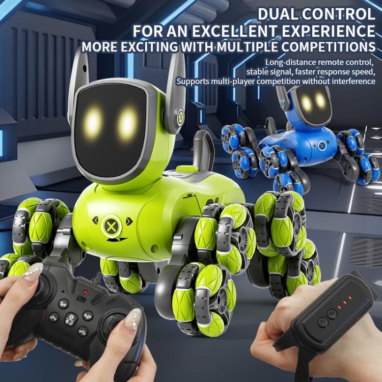 JJR/C Q200 Cão Robô de Controlo Remoto Multifuncional Pequeno com Oito Rodas e Relógio RC