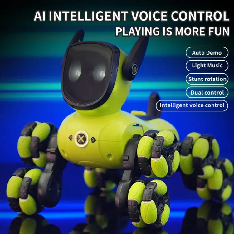 JJR/C Q200 Cão Robô de Controlo Remoto Multifuncional Pequeno com Oito Rodas e Relógio RC