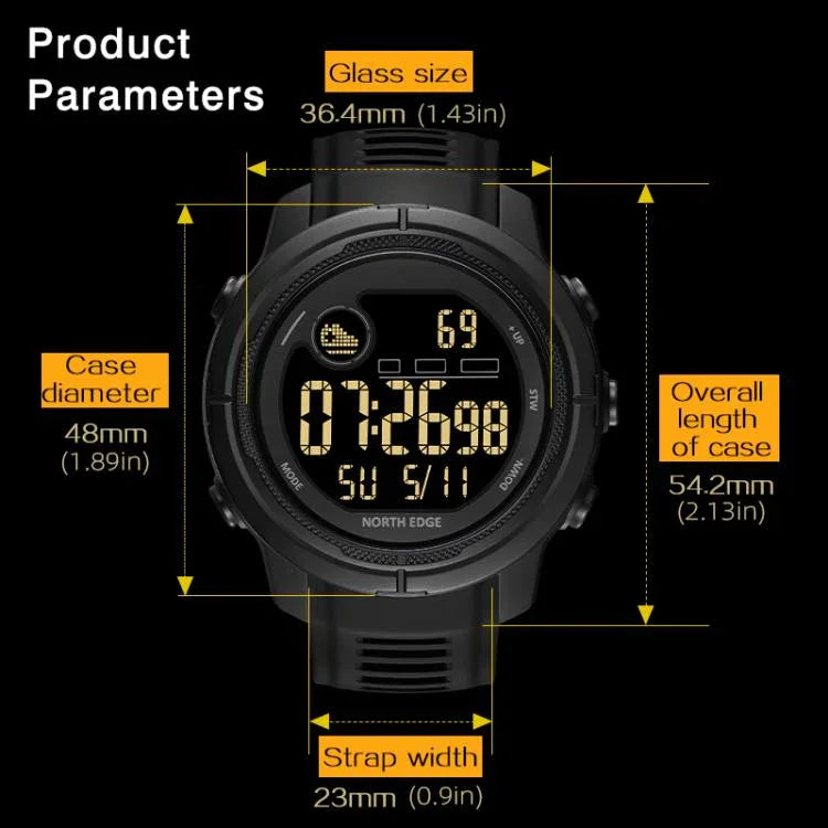 NORTH EDGE MARS 5 Relógio Desportivo Inteligente Masculino Outdoor com Monitorização de Frequência Cardíaca e Oxigénio no Sangue