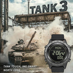 NORTH EDGE TANK 3 Relógio Desportivo Masculino Outdoor Resistente à Água com Pedómetro e Bússola