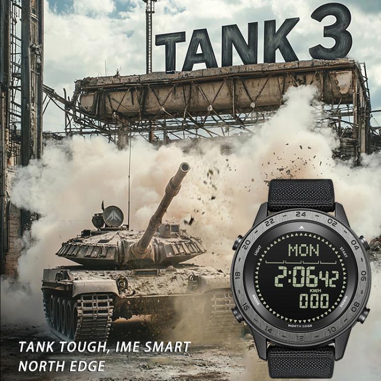 NORTH EDGE TANK 3 Relógio Desportivo Masculino Outdoor Resistente à Água com Pedómetro e Bússola