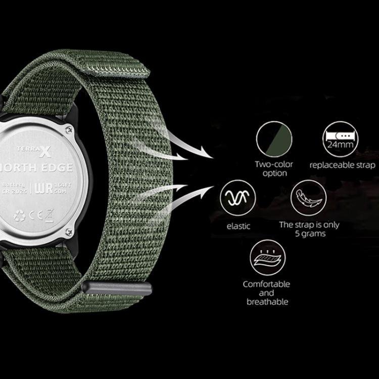 NORTH EDGE TERRAX Relógio Desportivo Multifuncional Masculino Outdoor Resistente à Água Luminoso com Correia de Nylon