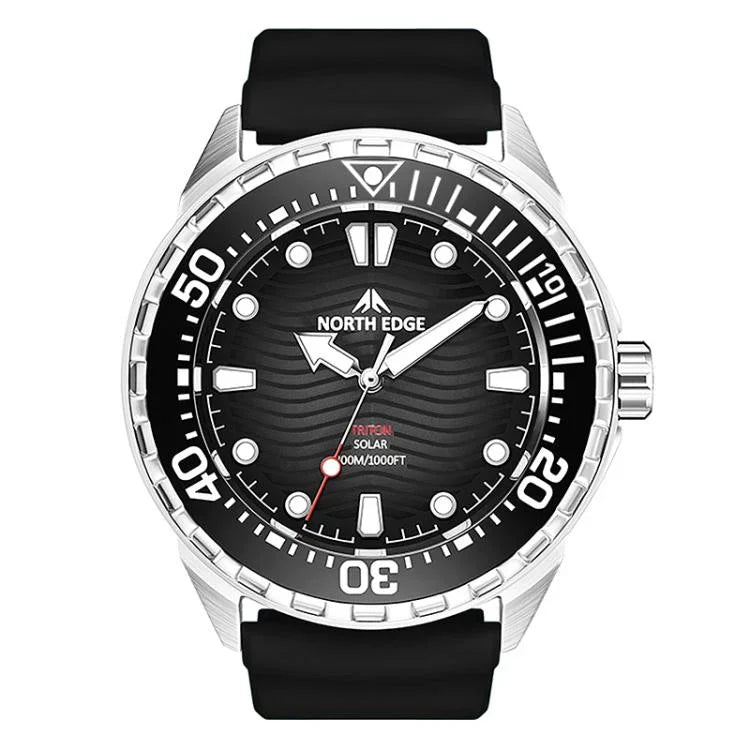 NORTH EDGE TRITON Relógio de Quartzo Luminoso Solar para Mergulho Masculino Outdoor