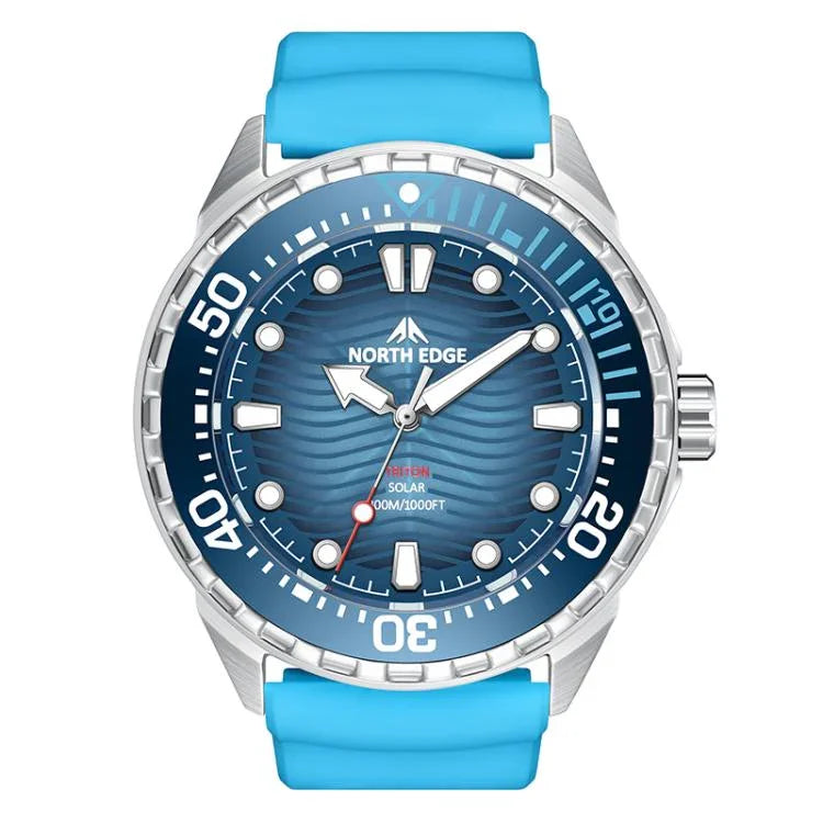 NORTH EDGE TRITON Relógio de Quartzo Luminoso Solar para Mergulho Masculino Outdoor
