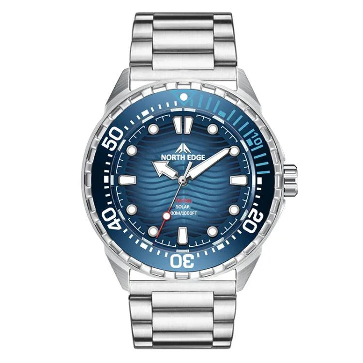 NORTH EDGE TRITON Relógio de Quartzo Luminoso Solar para Mergulho Masculino Outdoor