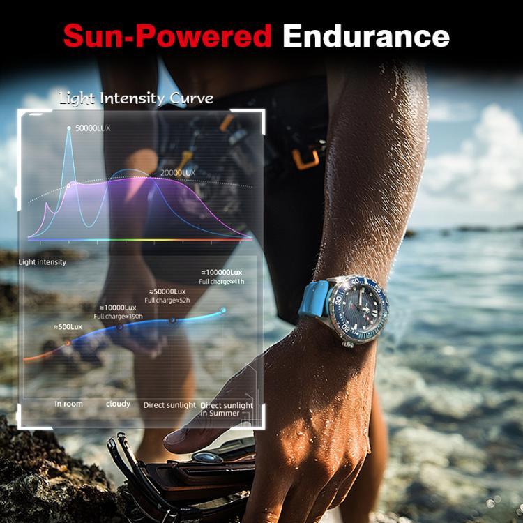 NORTH EDGE TRITON Relógio de Quartzo Luminoso Solar para Mergulho Masculino Outdoor