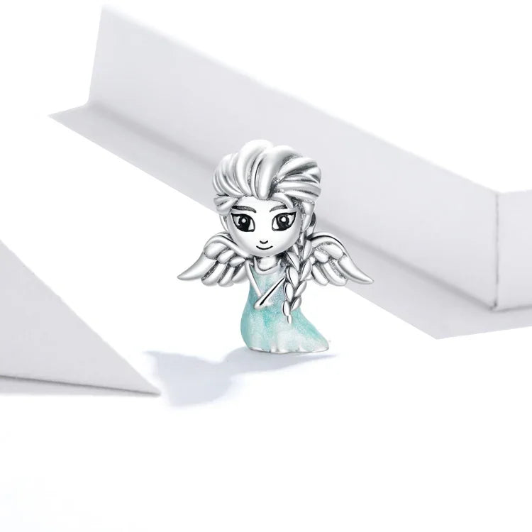 Contas de Prata Esterlina S925 Floco de Neve Rapariga Elfo Acessórios para Pulseira e Colar DIY, Rapariga Elfo