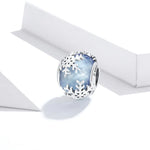 Contas de Prata Esterlina S925 Floco de Neve de Cristal Acessórios para Pulseira e Colar DIY, Floco de Neve