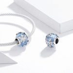 Contas de Prata Esterlina S925 Floco de Neve de Cristal Acessórios para Pulseira e Colar DIY, Floco de Neve