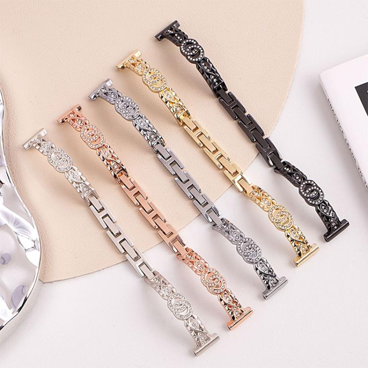 xDfind Thin Bracelet Diamond Metal Stainless Steel Watch Band, 14mm