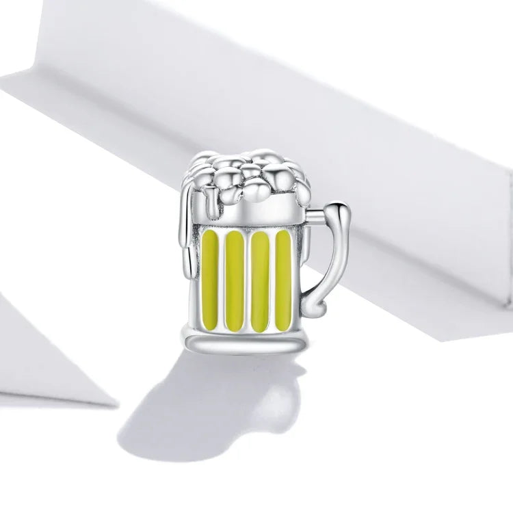 Contas de Prata Esterlina S925 Caneca de Cerveja Acessórios para Pulseira e Colar DIY, Caneca de Cerveja