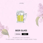 Contas de Prata Esterlina S925 Caneca de Cerveja Acessórios para Pulseira e Colar DIY, Caneca de Cerveja