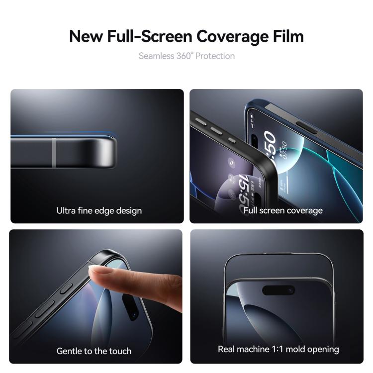 JOYROOM Série Knight Filme de Vidro Temperado HD 2.5D de Ecrã Completo Duro Anti-Riscos, Para iPhone 17 Pro Max, Para iPhone 17 Pro, Para iPhone 17, Para iPhone Air, Para iPhone 16 Pro Max, Para iPhone 16 Pro, Para iPhone 16 Plus, Para iPhone 16