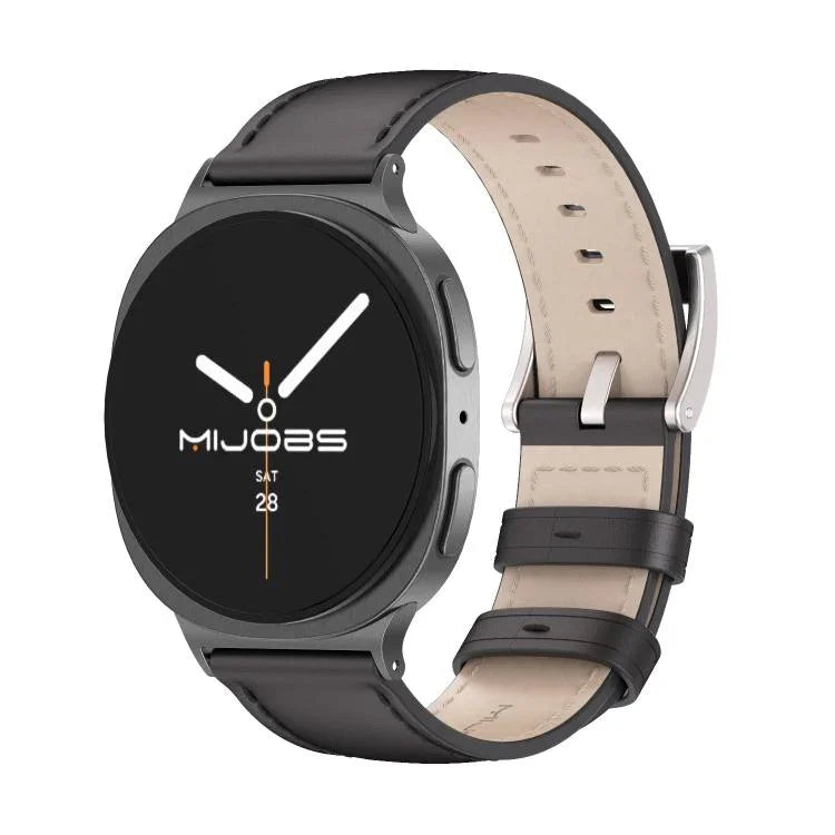 Correia de relógio em pele genuína de vaca MIJOBS, Para Samsung Galaxy Watch8 / Watch8 Classic