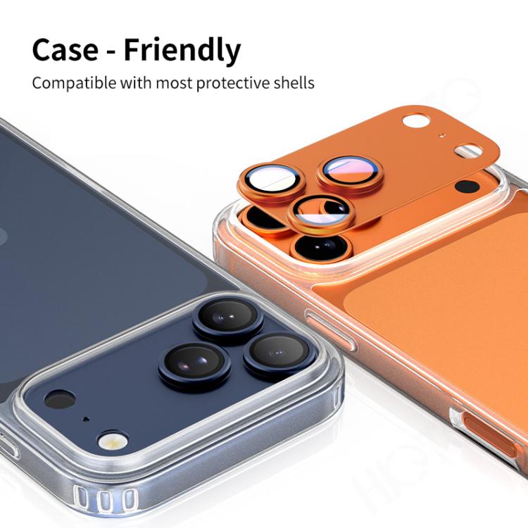 XDcase Armor Filme de Anel Metálico Fosco de Lente de Câmara com Cobertura Total, Para iPhone 17 Pro Max, Para iPhone 17 Pro