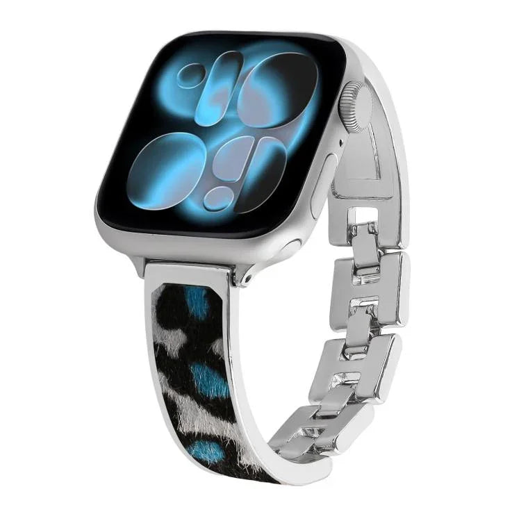 Pulseira de Relógio em Liga com Estampa de Leopardo, para Apple Watch 46mm / 49mm / 45mm / 44mm, para Apple Watch 42mm / 41mm / 40mm / 38mm