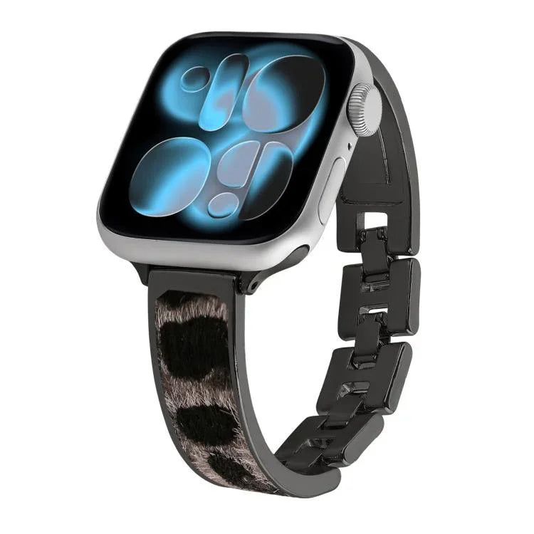 Pulseira de Relógio em Liga com Estampa de Leopardo, para Apple Watch 46mm / 49mm / 45mm / 44mm, para Apple Watch 42mm / 41mm / 40mm / 38mm