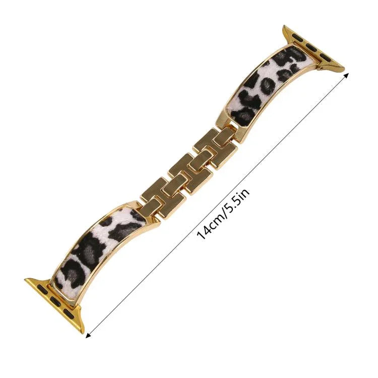 Pulseira de Relógio em Liga com Estampa de Leopardo, para Apple Watch 46mm / 49mm / 45mm / 44mm, para Apple Watch 42mm / 41mm / 40mm / 38mm