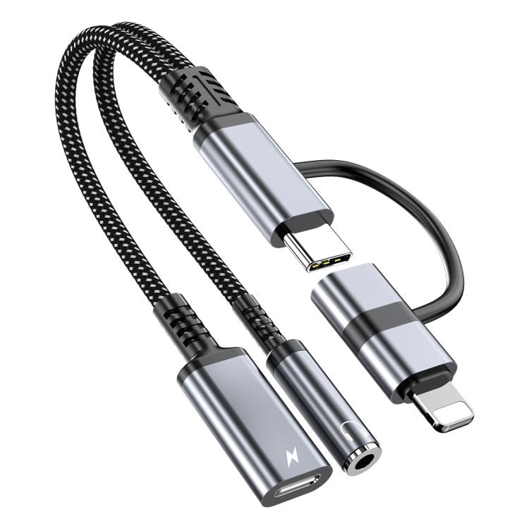 Adaptador de Cabo 4 em 1 USB-C / Tipo-C, 8 Pinos para USB-C / Tipo-C, Cabo de Áudio 3,5mm, Tipo-C, 8 Pinos para USB-C / Tipo-C, 3,5mm