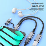 Adaptador de Cabo 4 em 1 USB-C / Tipo-C, 8 Pinos para USB-C / Tipo-C, Cabo de Áudio 3,5mm, Tipo-C, 8 Pinos para USB-C / Tipo-C, 3,5mm