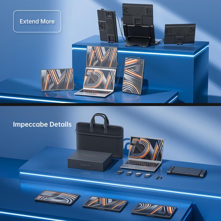 Arie 14 Monitor Portátil Triplo Expandido de 14 polegadas, Ficha US, Ficha UK, Ficha EU