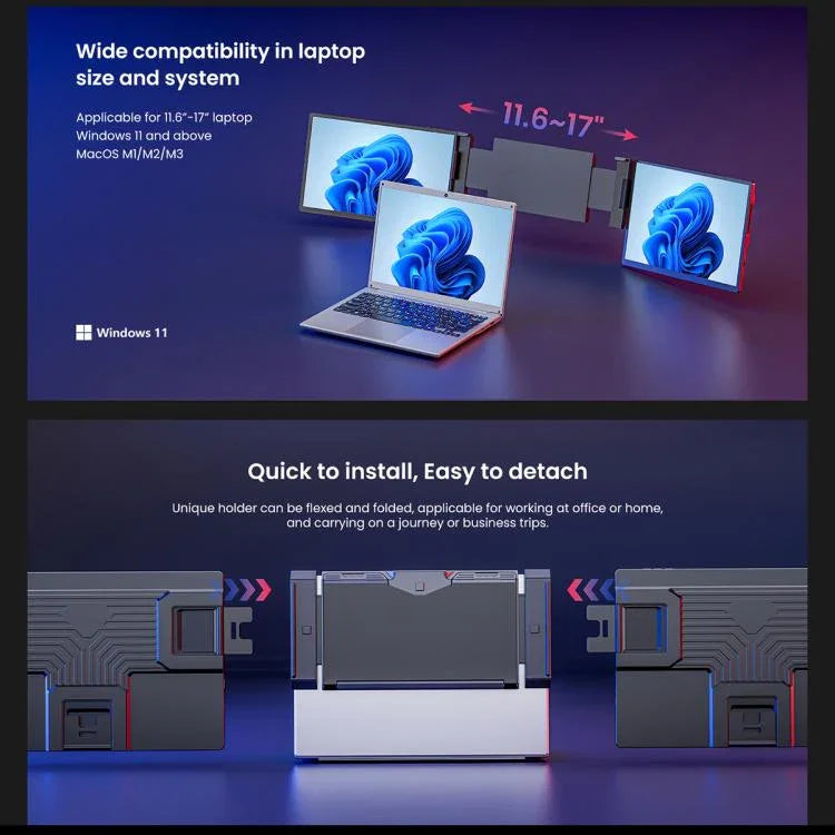 Leo 14 Monitor Portátil Duplo Expandido de 14 polegadas, Ficha US, Ficha UK, Ficha EU